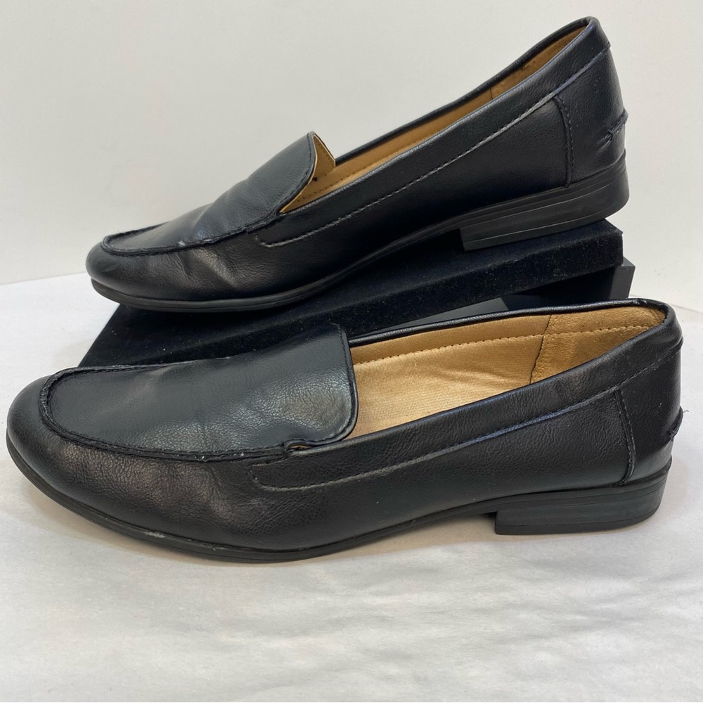 LifeStride Soft System Black Leather Slip-On Comfort Loafers Size 8